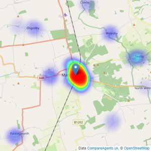 Lovelle Estate Agency - Market Rasen listings heatmap