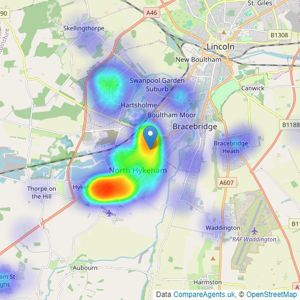 Lovelle Estate Agency - North Hykeham listings heatmap