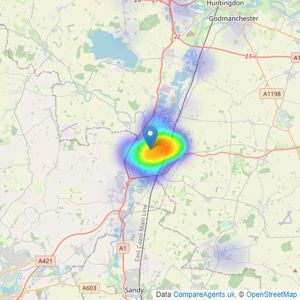 Lovett Sales & Lettings - St. Neots listings heatmap