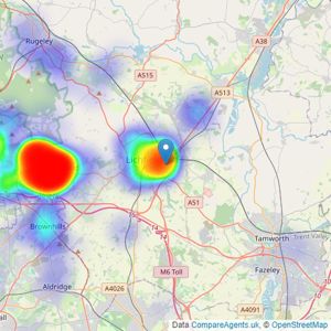 Lovett&Co. Estate Agents - Lichfield listings heatmap