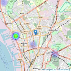 LYONS ESTATES - Merseyside listings heatmap