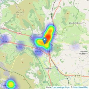 M2 Estate Agents - Abergavenny listings heatmap