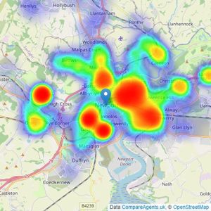 M2 Estate Agents - Newport listings heatmap