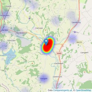 M2 Estate Agents - Usk listings heatmap