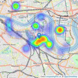 Madley Property - Surrey Quays listings heatmap