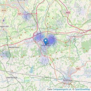 Maison - Covering Kent / Surrey listings heatmap