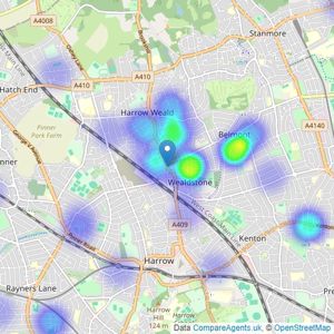 Major Estates - Harrow listings heatmap