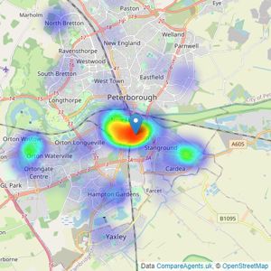 Mandairs Estate Agents - Peterborough listings heatmap