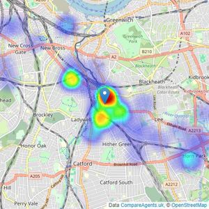 Mann - Lewisham listings heatmap