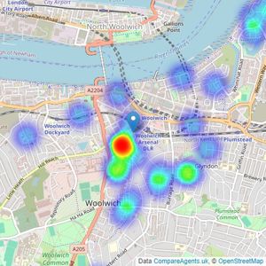 Mann - Woolwich listings heatmap