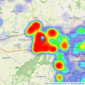 Mannleys Sales & Lettings - Telford listings heatmap