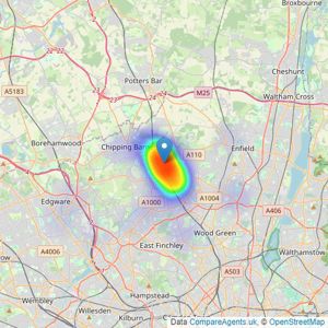 Mantlestates - East Barnet listings heatmap