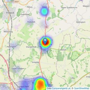 Mantons Estate Agents - Luton listings heatmap