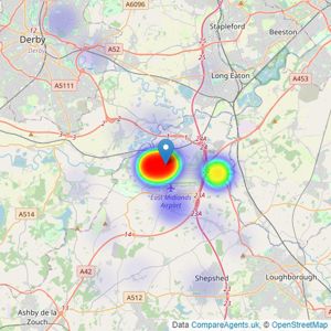 Marble Property Services - Castle Donington listings heatmap