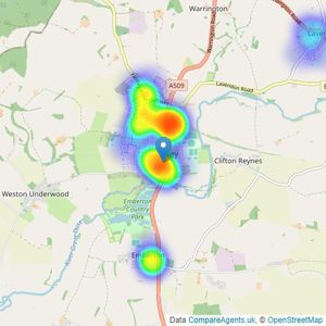 Margaret James - Olney listings heatmap