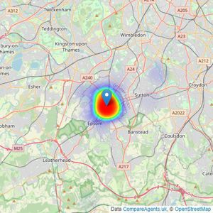 Mark Anthony Estate Agents - Ewell listings heatmap