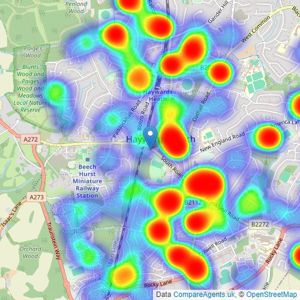 Mark Revill & Co - Haywards Heath listings heatmap