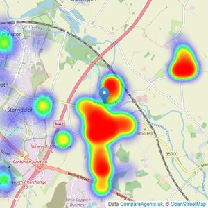 Mark Webster Estate Agents - Tamworth listings heatmap