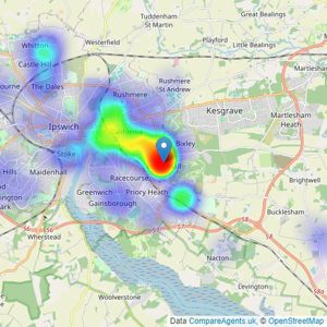 Marks & Mann Estate Agents Ltd - Covering Suffolk listings heatmap