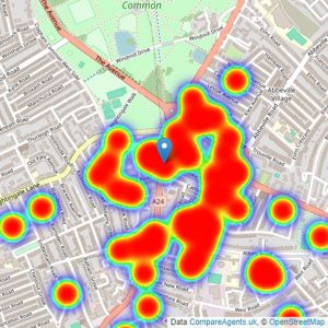 Marsh & Parsons - Balham & Clapham South listings heatmap