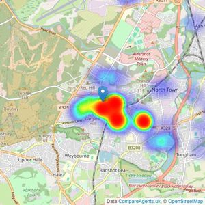 Martin & Co - Aldershot listings heatmap