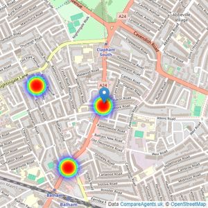 Martin & Co - Balham listings heatmap