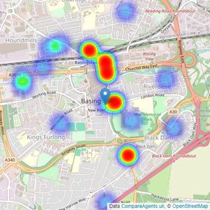 Martin & Co - Basingstoke listings heatmap