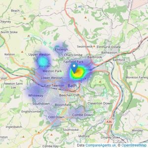 Martin & Co - Bath listings heatmap