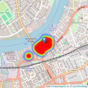 Martin & Co - Battersea Reach listings heatmap