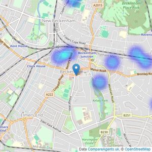 Martin & Co - Beckenham listings heatmap