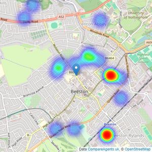 Martin & Co - Beeston listings heatmap