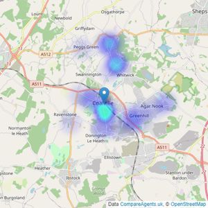 Martin & Co - Coalville listings heatmap