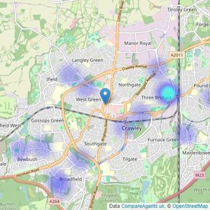 Martin & Co - Crawley listings heatmap