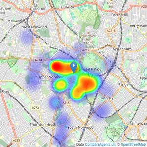 Martin & Co - Crystal Palace listings heatmap