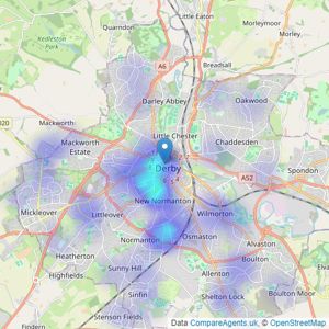 Martin & Co - Derby listings heatmap