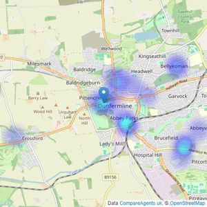 Martin & Co - Dunfermline listings heatmap