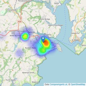 Martin & Co - Falmouth listings heatmap