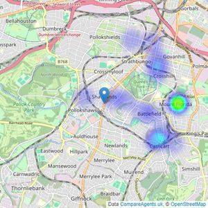 Martin & Co - Glasgow Shawlands listings heatmap