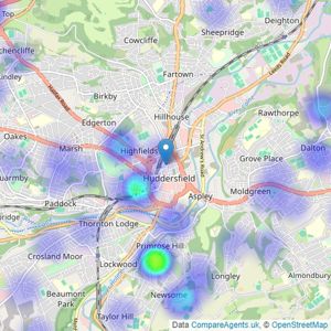 Martin & Co - Huddersfield listings heatmap