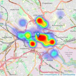 Martin & Co - Leeds City listings heatmap