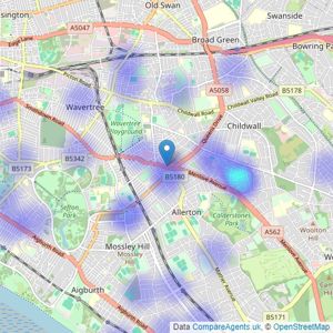 Martin & Co - Liverpool South listings heatmap