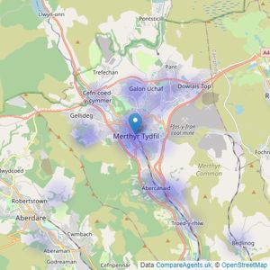 Martin & Co - Merthyr Tydfil listings heatmap