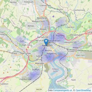 Martin & Co - Newport listings heatmap