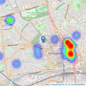 Martin & Co - Nottingham listings heatmap