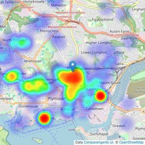 Martin & Co - Plymouth listings heatmap