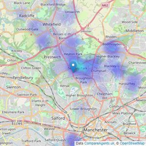 Martin & Co - Prestwich listings heatmap