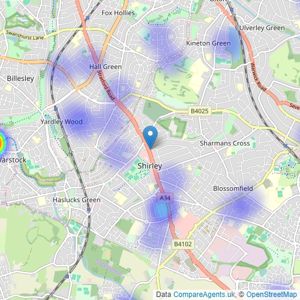 Martin & Co - Solihull listings heatmap