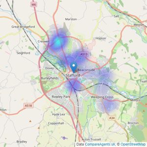 Martin & Co - Stafford listings heatmap