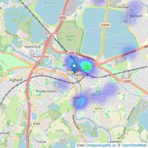 Martin & Co - Staines listings heatmap