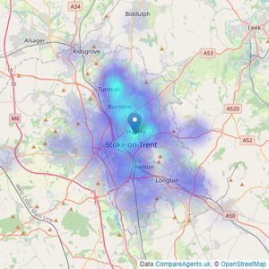 Martin & Co - Stoke On Trent listings heatmap